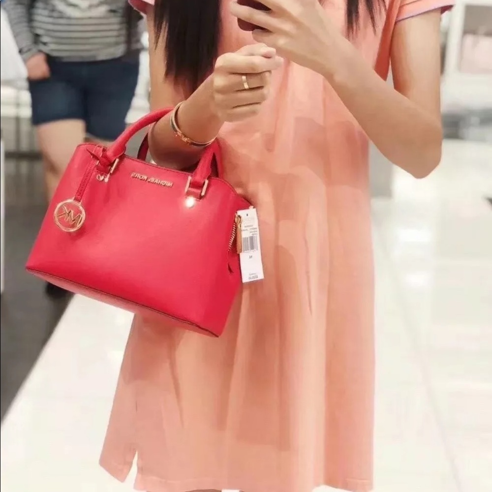 Michael kors savannah small satchel leather red - Picture 3 of 8